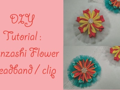 DIY Tutorial Kanzashi Flower Headband or Hair clip. tutorial bandana atau jepit bunga kanzashi