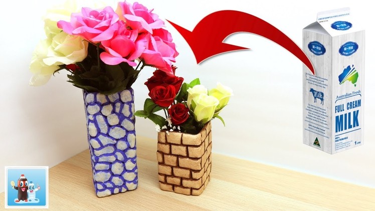 How to Make Flower Vase from Milk Container Easy Art and Craft Ideas