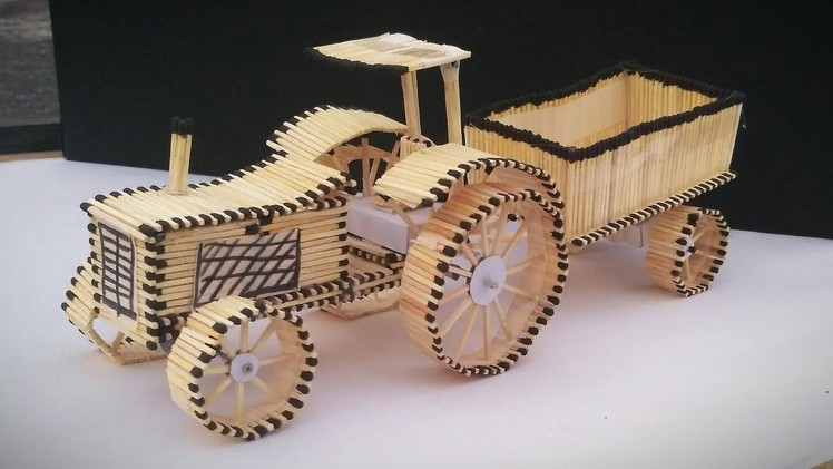 How to make Tractor trolley, Matchstick art and craft, tractor trolley by mind wise