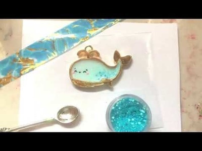 Making a Kawaii Whale Charm with UV Resin, Acrylic Paint - Cute Craft