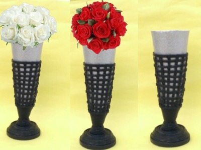 Newspaper flower vase | flower vase making | newspaper craft | HMA##234