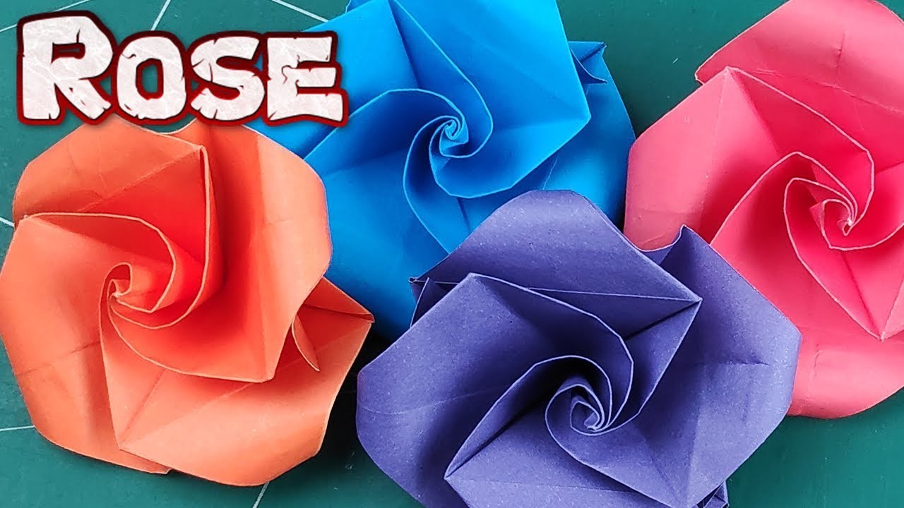 Origami Rose Paper flowers, How To Make Easy Rose Tutorial ...