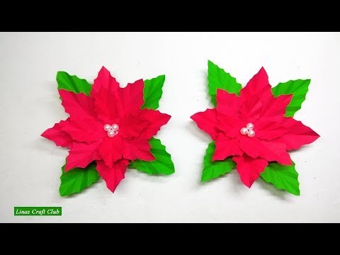 Poinsettia DIY Decor Christmas Decoration DIY Paper Flower by linascraftclub