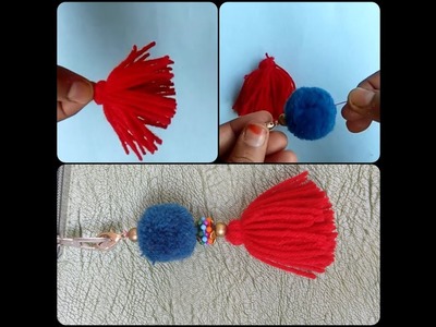 Pom pom.tassel keychain | DIY woolen.yarn hanging crafts | Creative Bag decoration | Zipper pulls