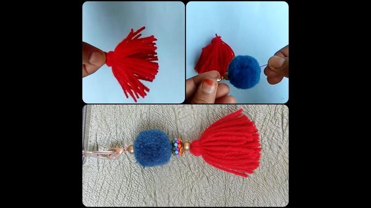 Pom pom.tassel keychain | DIY woolen.yarn hanging crafts | Creative Bag decoration | Zipper pulls