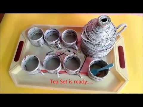 Tea Set -   Newspaper Craft - DIY Craft. How to make Newspaper Tea SET