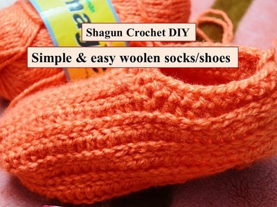 #2 how to crochet easy woolen socks.shoes (in Hindi). beginner crochet