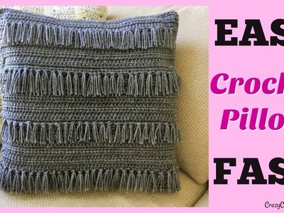 Crochet Easy Fringe Pillow for Beginner