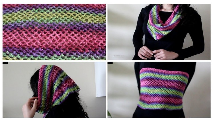 Crochet Mesh Cowl {Multi functional piece}   BEGINNER FRIENDLY