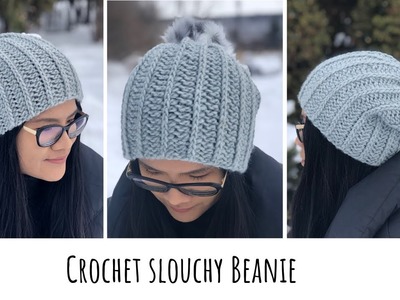 Crochet Slouchy beanie ( written pattern & tutorial )