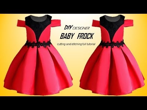 DIY Designer Box Pleated Baby Frock cutting and stitching Full Tutorial