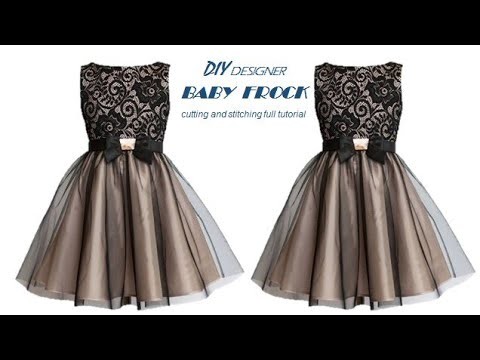 DIY Designer Net baby frock cutting and stitching Full Tutorial