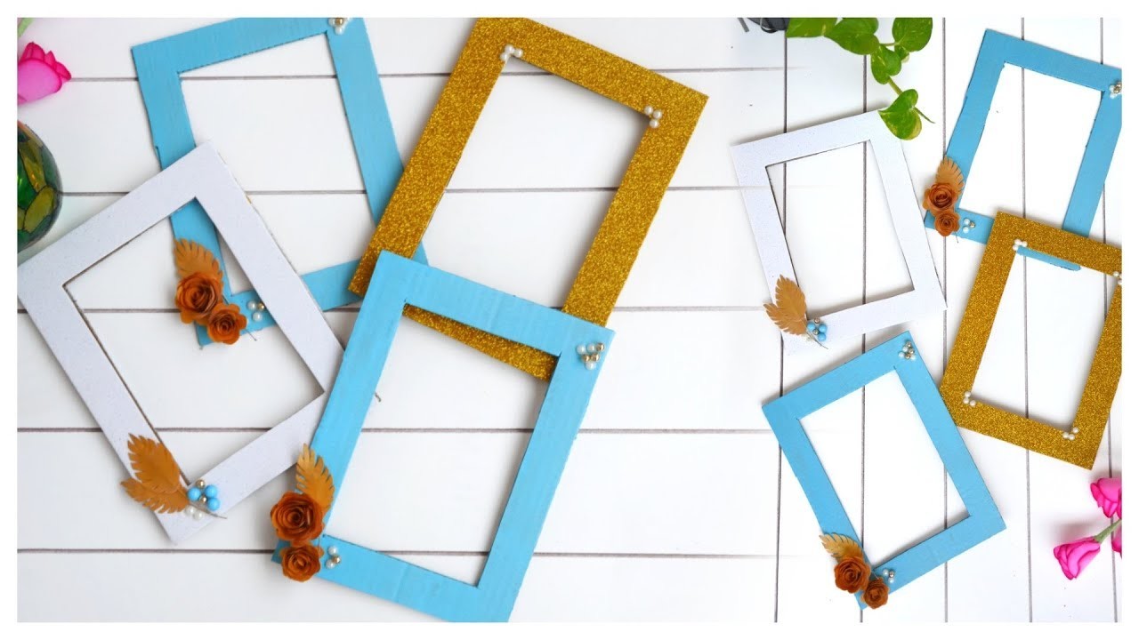 DIY Easy Photo Frames using Cardboard Photo Frames wall decor at home