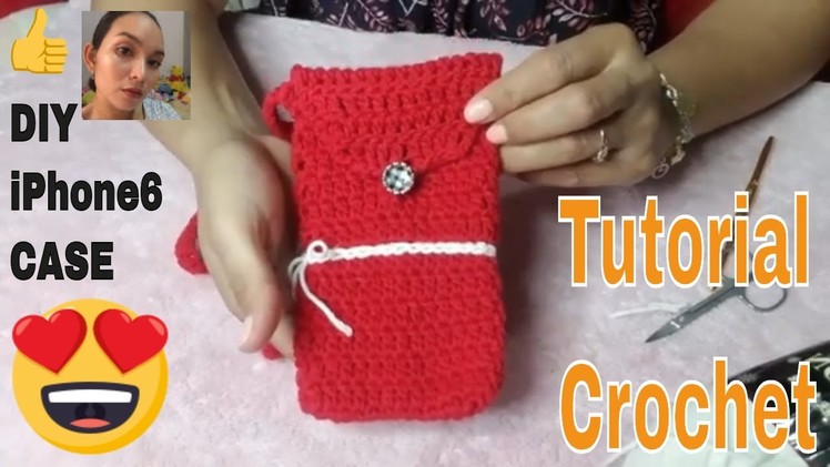 DIY- How to Crochet iPhone6 case Red and White, iPhone6 case Tutorial by Handmade.