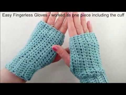 Fingerless Gloves worked as one piece including the cuff - crochet tutorial