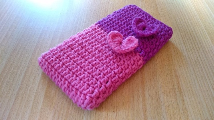 How to Crochet Phone Pouch with Hearts
