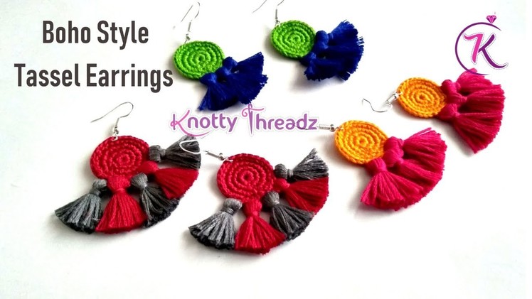 How to make Baby Kuchu Earrings | DIY Boho Style Earrings | Colourful | www.knottythreadz.com