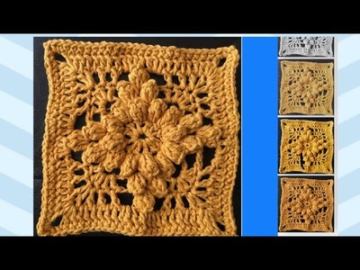 How to make granny square crochet using popcorn stitch