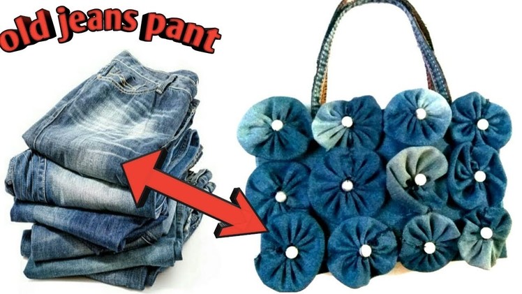 How To Make Hand Purse Bag Using Old Jeans- DIY|No sew bag from jeans