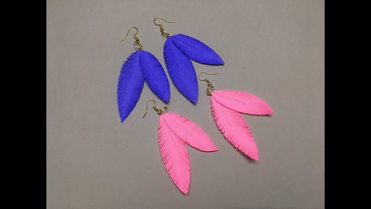 How to make Paper Feather Earrings Easily At Home | Feather Earrings DIY
