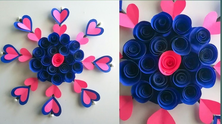 Simple and beautiful Paper flower wall hanging. Diy paper flower wall hanging. Easy Home decor