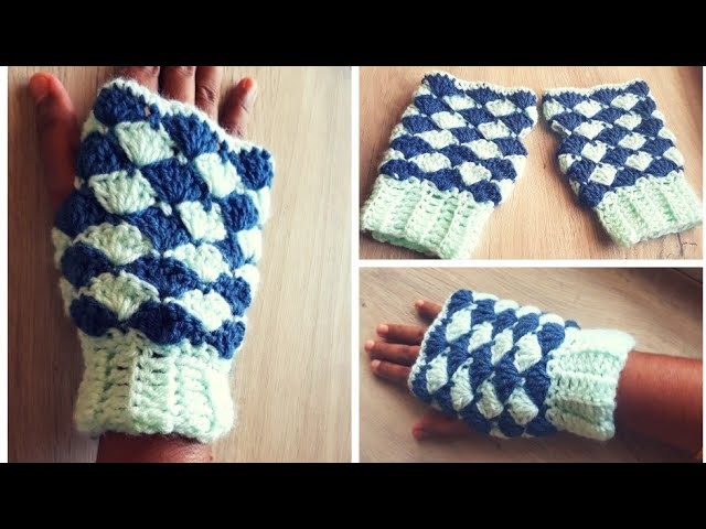 Very Easy Crochet Hand Gloves for Adults-Shell Stitch  Gloves-DIY-Neidhal Crochet Tamil