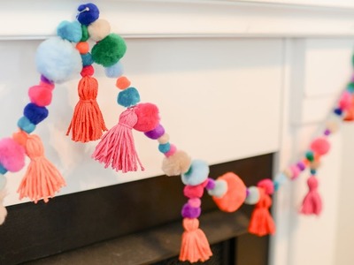 Easy, Colorful Pom Pom and Tassel Garland and How to Make Yarn Tassels