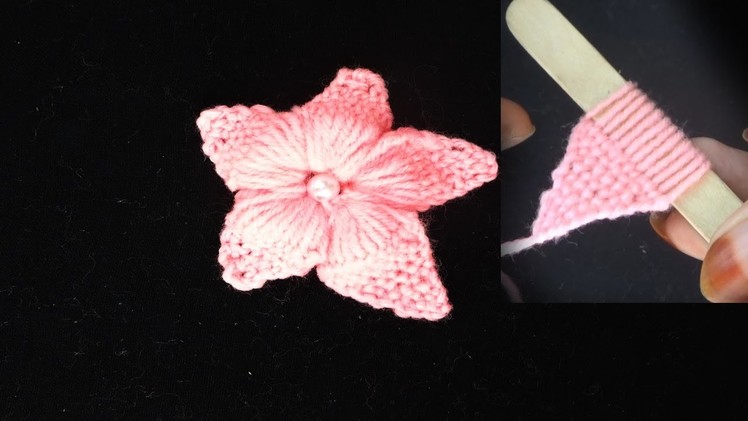 Hand knitting woolen flower making tricks with pop stick, super easy wool flower making tricks