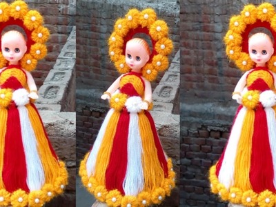 How to a doll decorate using woolen. woolen se doll ki dress banana