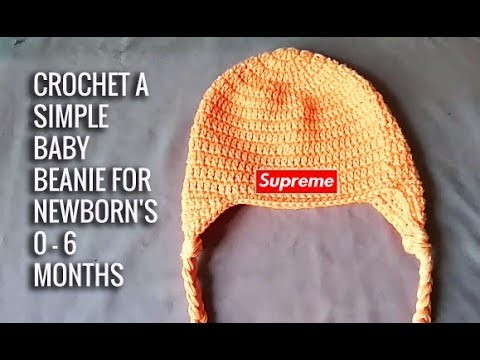 HOW TO - CROCHET A SIMPLE BABY BEANIE FOR NEWBORN'S 0-6 MONTHS #3