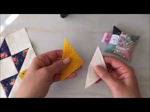 How to Hand Piece a Half Square Triangle Block