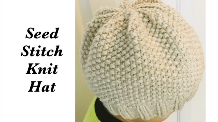 How to knit easy tam | slouchy style hat for women | adult w. knit seed stitch -Knitting for Baby #4