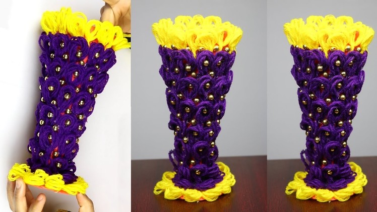 How to make flower vase with wool | DIY Innovative Ideas Of Flower Vase | Home decor ideas