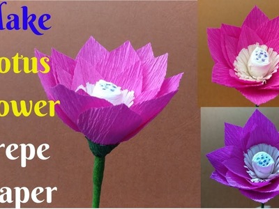 How To Make Lotus Flower With Crepe Paper Easy | Lotus Flower Paper Craft | Home Diy Crafts Paper