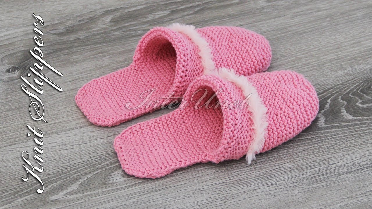 Learn how to knit slippers - women's slippers knitting pattern tutorial.
