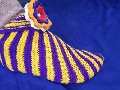 Super Easy Woman Booties Knitting socks very easy || isse beginner v bana sakte hai || in hindi