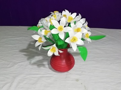 Very simple Lily flowers.How to make Beautiful lily flower from plastic bottle_Lily paper flower
