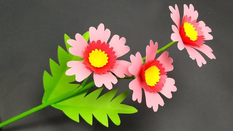 Craft Idea: How to Make Stick Flower Idea with Paper | Flower with Paper | Jarine's Crafty Creation