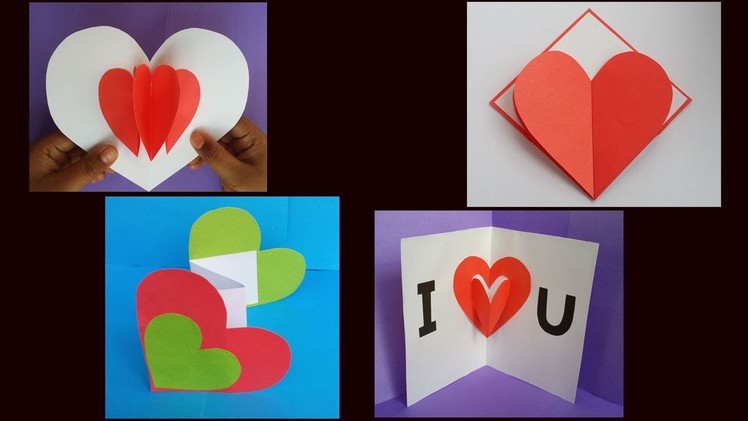 DIY: 4 Amazing Paper Card!!! How to Make Paper Card for valentine day.Greeting. Birthday!!!