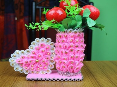 DIY Flower Vase Using Woolen || How to make flower vase - Best out of waste - Best reuse ideas