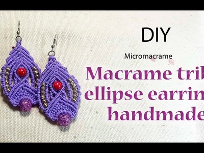 How to make a large tribal ellipse earrings by Thaohandmade - micromacrame DIY