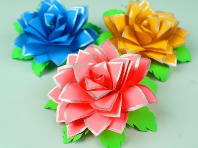 How to Make Beautiful Rose Flower with Paper, emulsion pen - Making Paper Flowers Step by Step