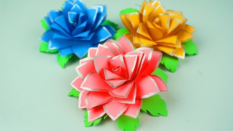 How to Make Beautiful Rose Flower with Paper, emulsion pen - Making Paper Flowers Step by Step