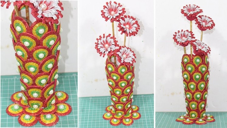 How to make Flower Vase with Foam Glitter Sheets | Unprecedented ideas