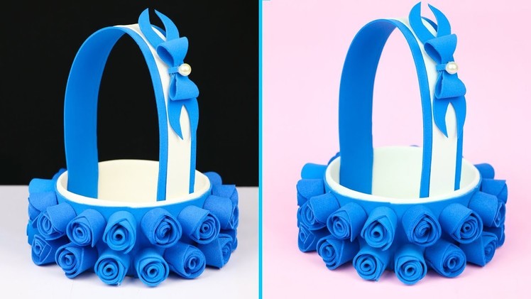 How to Make Foam Sheet Flower Basket in Simple Way || Foam Sheet Craft Ideas