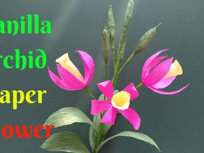 How To Make Vanilla Orchid Flower From Crepe Paper | Diy Vanilla Orchid Crepe Paper Flower