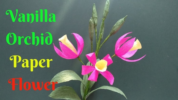 How To Make Vanilla Orchid Flower From Crepe Paper | Diy Vanilla Orchid Crepe Paper Flower