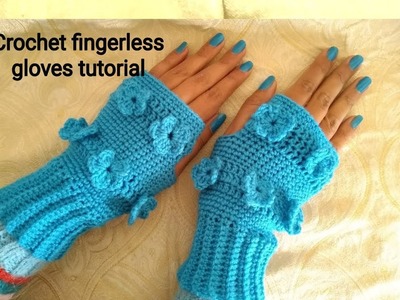 Crochet finger less gloves (Crochet tutorial)