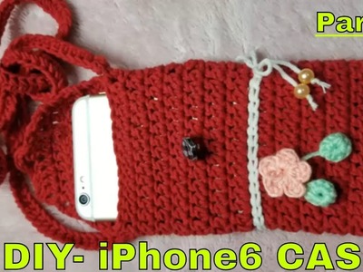 DIY-Crochet Phone case Red and Whithe with flower, Tutorial Phone case