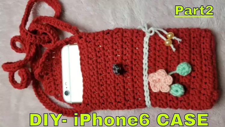 DIY-Crochet Phone case Red and Whithe with flower, Tutorial Phone case